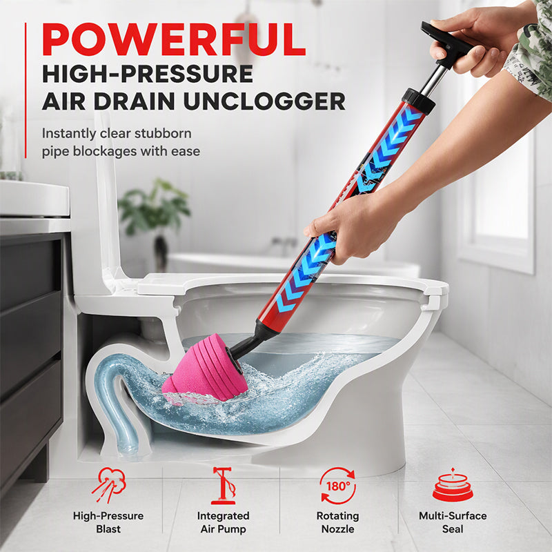 High-Pressure Air Drain Unclogger for Toilets and Pipes