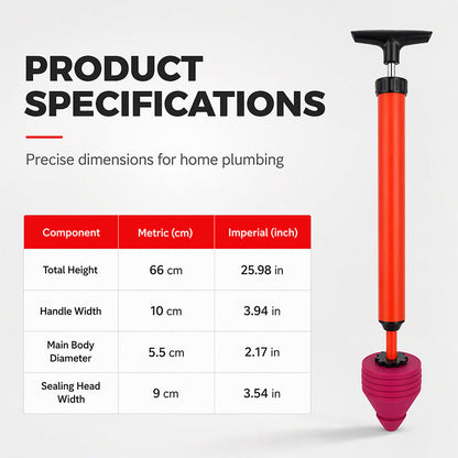 High-Pressure Air Drain Unclogger for Toilets and Pipes
