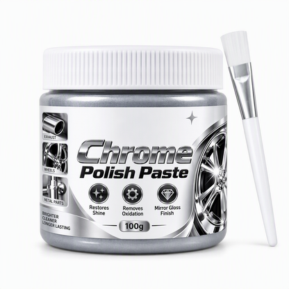 ✨50% OFF NOW! Metal Chrome Polish & Restorer Paste with Brush – Heavy-Duty Chrome Polishing Cream, Oxidation Remover for Car Wheels, Metal Trim, Faucets & Chrome Surfaces