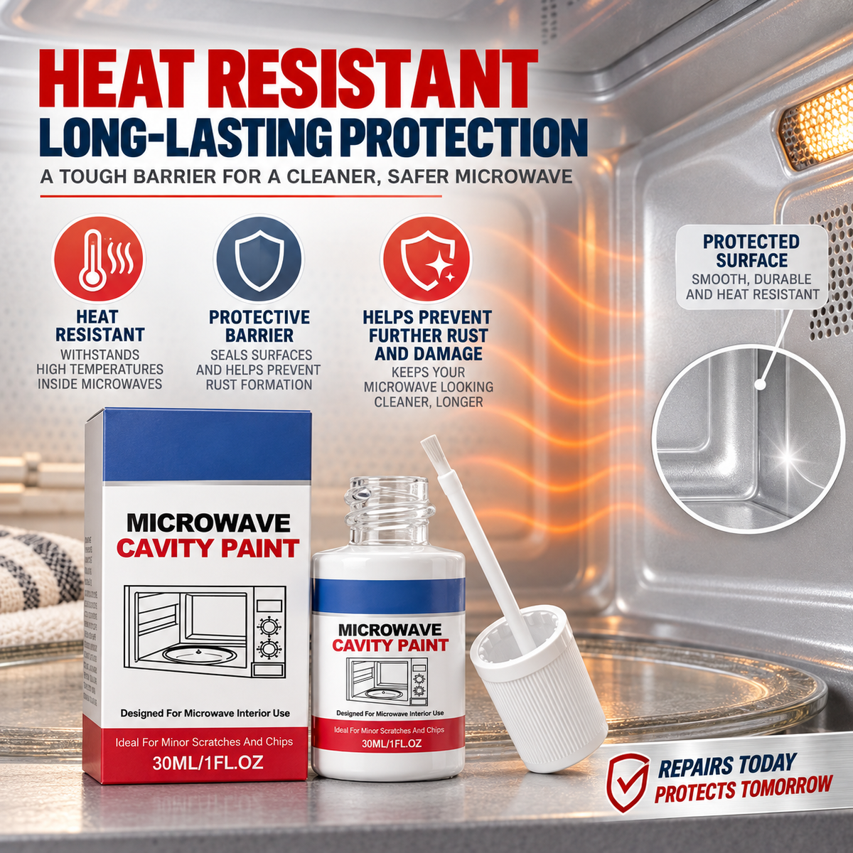 🛠️ Microwave Cavity Paint – High-Gloss White Microwave Interior Repair Paint With Built-In Brush