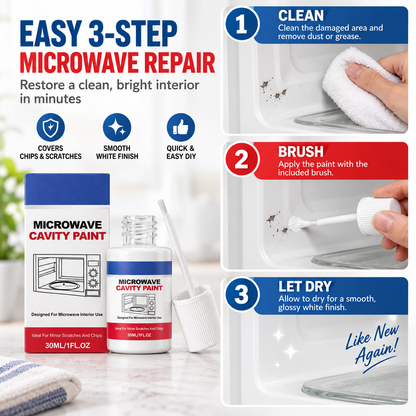 🛠️ Microwave Cavity Paint – High-Gloss White Microwave Interior Repair Paint With Built-In Brush