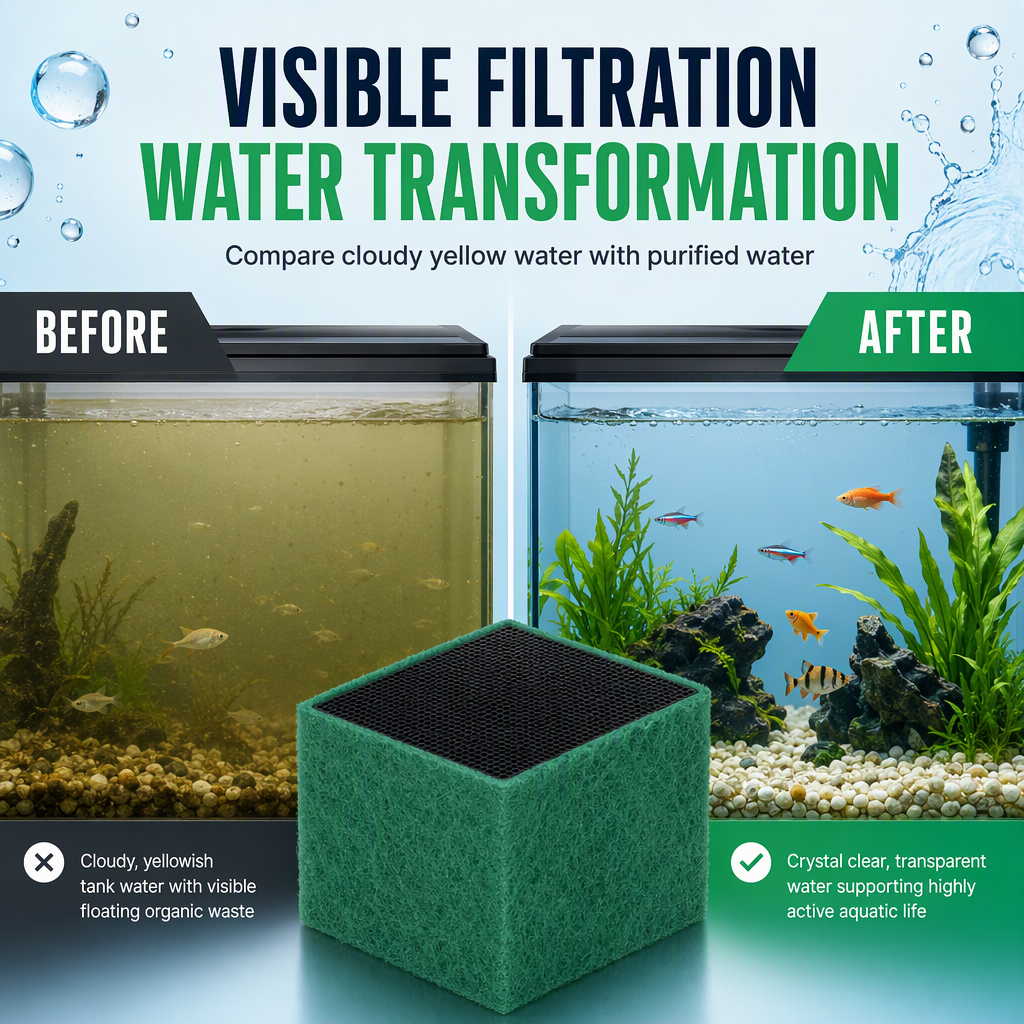 🐟 Activated Carbon Filter Cube for Aquarium Water Purification