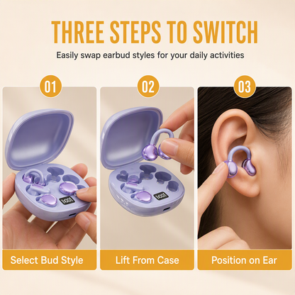 Listen 3 Ways Instantly! Multi-Wear Bluetooth Earbuds