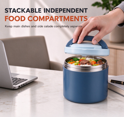 📢📢50% OFF !! ⏰ Insulated Stainless Steel Lunch Box with Lid – Stackable Food Container