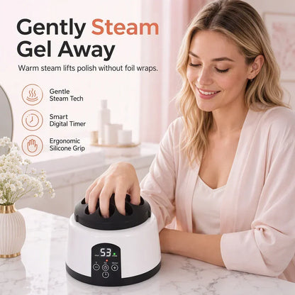 💥50% OFF NOW! Steam Gel Nail Remover Machine – Gentle Steam Nail Polish Remover, Digital Timer Nail Steamer for Gel Polish Removal