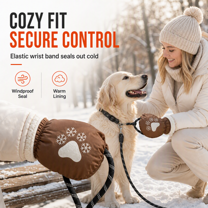 Winter Dog Leash with Integrated Warm Glove for Cold Weather Walking