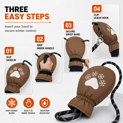 Winter Dog Leash with Integrated Warm Glove for Cold Weather Walking