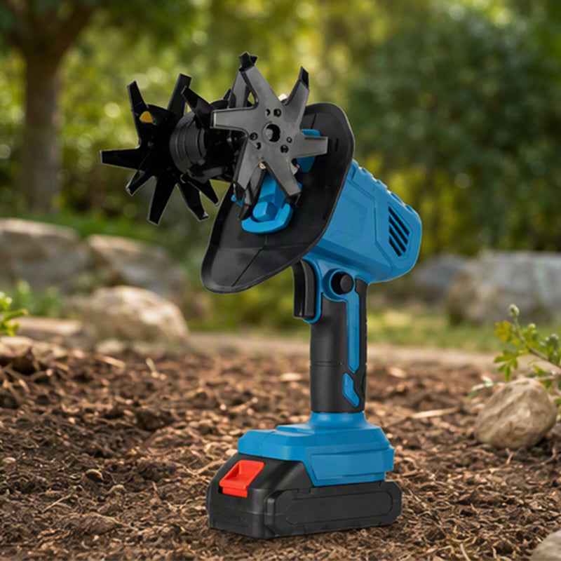 Cordless handheld garden tiller and soil aerator
