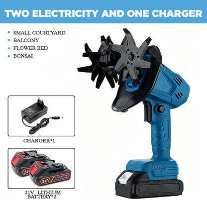 Cordless handheld garden tiller and soil aerator
