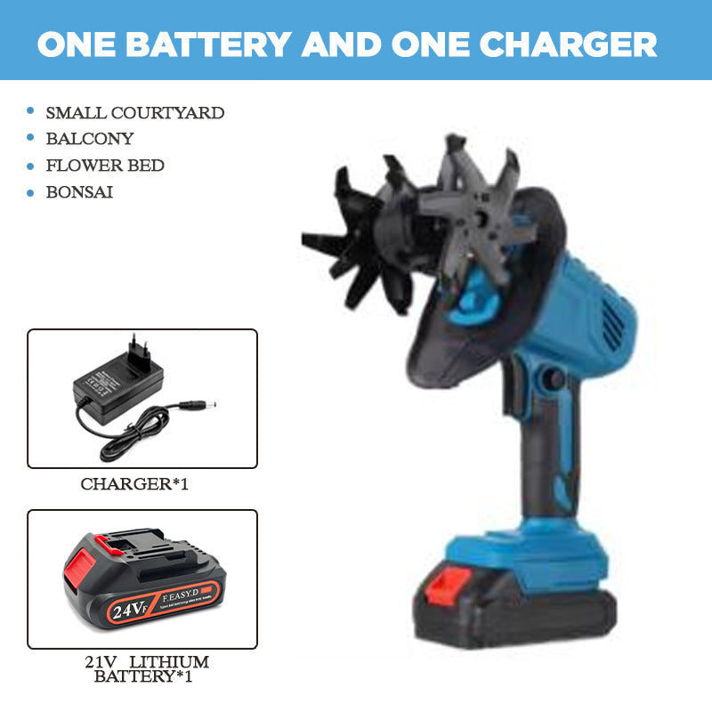 Cordless handheld garden tiller and soil aerator
