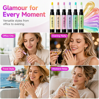 Glitter Cat Eye Nail Polish Pen Set