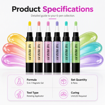 Glitter Cat Eye Nail Polish Pen Set