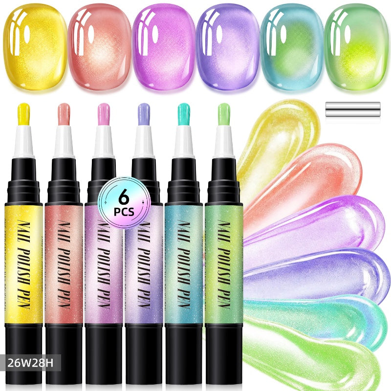 Glitter Cat Eye Nail Polish Pen Set