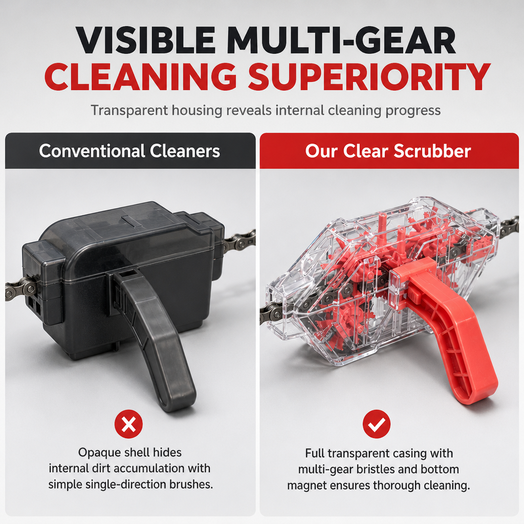 Transparent Bicycle Chain Cleaner Tool for Degreasing and Maintenance