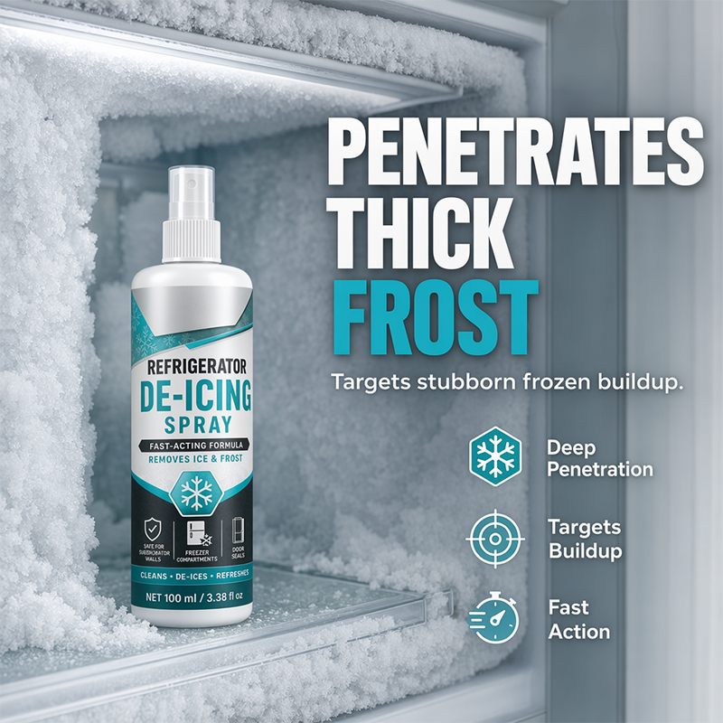 Fast-Acting Refrigerator Defrost Spray | No-Scratch Ice Remover with Free Scraper for Freezers & Deep Fridges