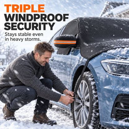 ❄️ 50% OFF NOW! 🚗 Thickened Oxford Windshield Cover – Windproof Magnetic Edges, Waterproof & All-Season Protection for Ice, Snow & Sun ☀️