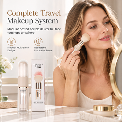 ⏳Time-Limited Special⏰Portable Retractable Makeup Brush Set — 5-in-1 Travel Capsule 🧳