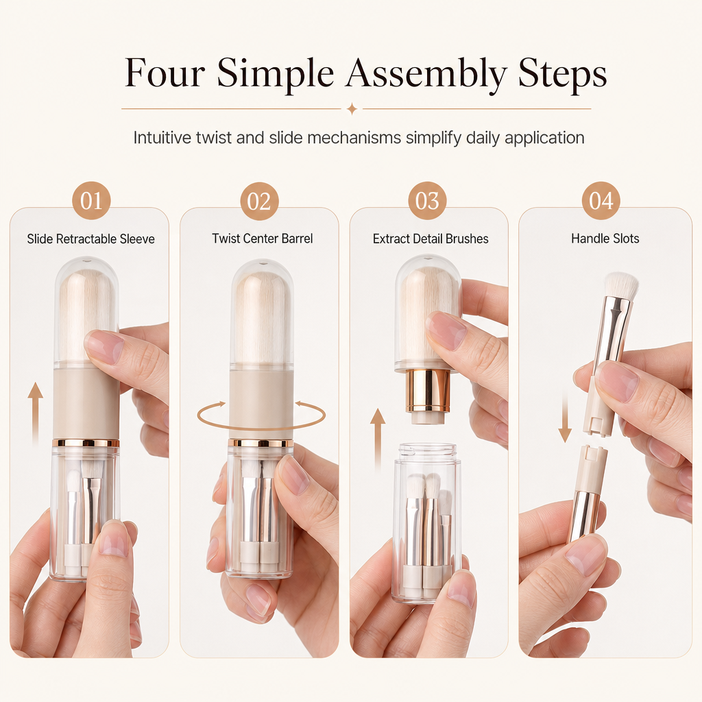 ⏳Time-Limited Special⏰Portable Retractable Makeup Brush Set — 5-in-1 Travel Capsule 🧳