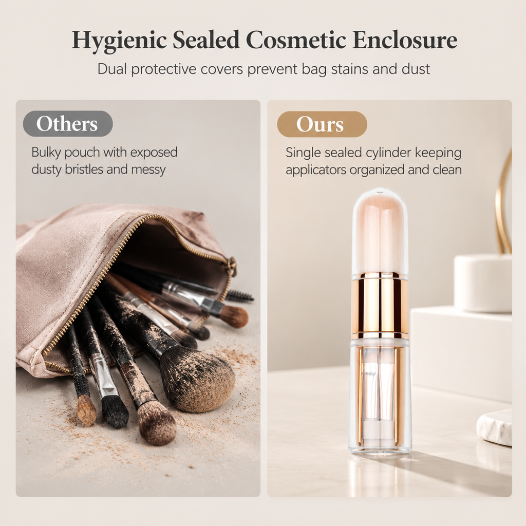 ⏳Time-Limited Special⏰Portable Retractable Makeup Brush Set — 5-in-1 Travel Capsule 🧳