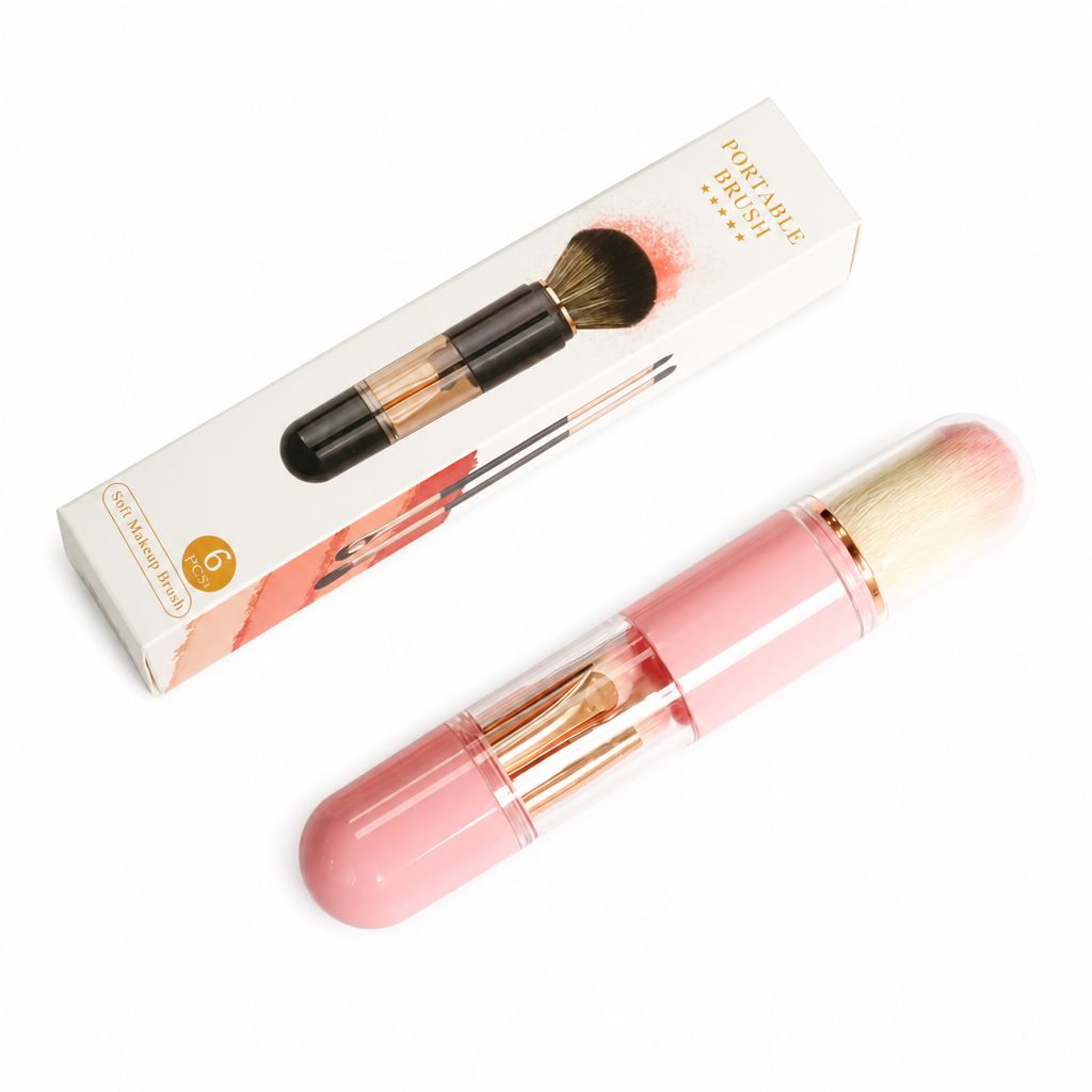 ⏳Time-Limited Special⏰Portable Retractable Makeup Brush Set — 5-in-1 Travel Capsule 🧳