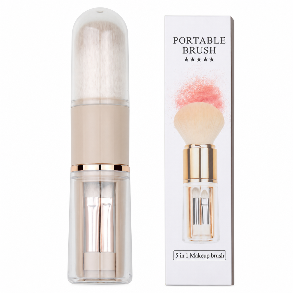 ⏳Time-Limited Special⏰Portable Retractable Makeup Brush Set — 5-in-1 Travel Capsule 🧳