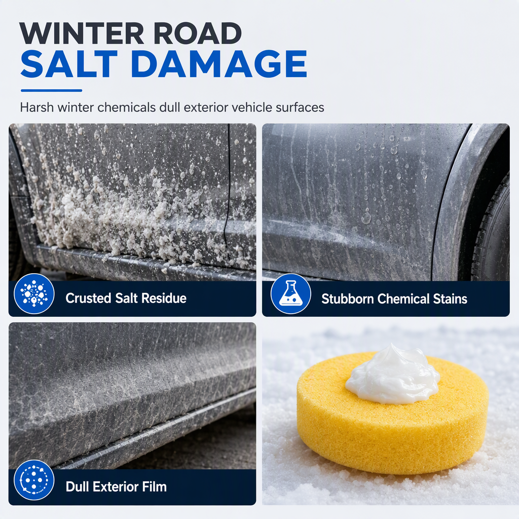 Winter Car Snow Melt Residue Cleaning Paste and Salt Stain Remover for Auto Body with Cleaning Sponge 30ml