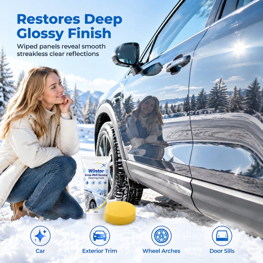 Winter Car Snow Melt Residue Cleaning Paste and Salt Stain Remover for Auto Body with Cleaning Sponge 30ml