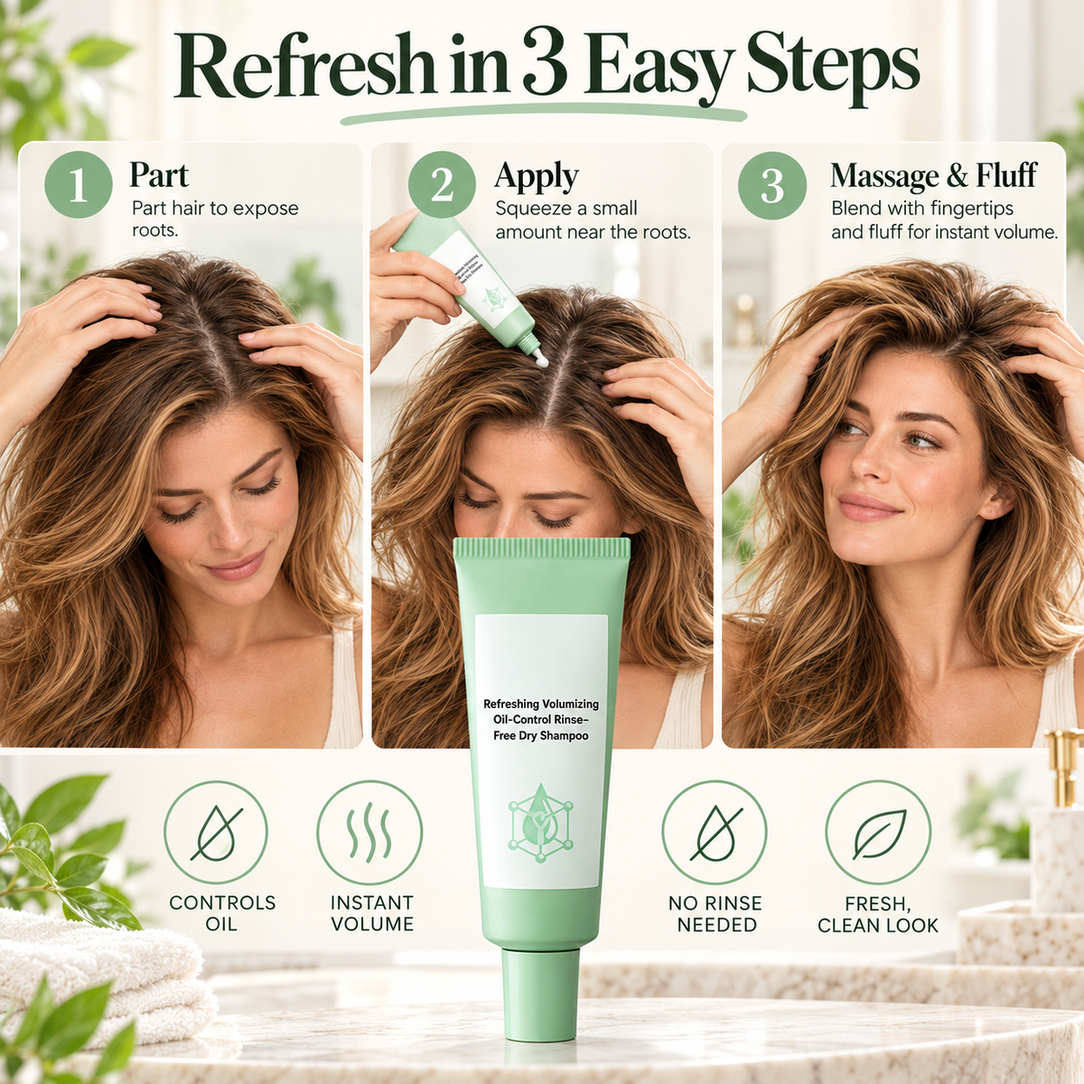 Refreshing Volumizing Rinse-Free Dry Shampoo Gel