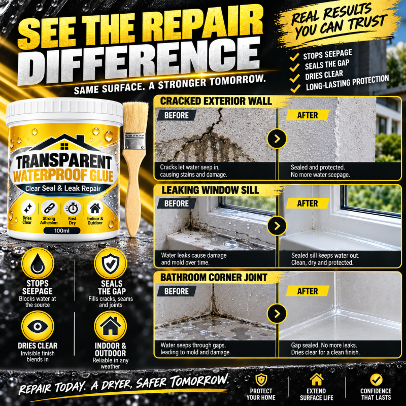 Transparent Waterproof Glue with Brush for Leak Repair