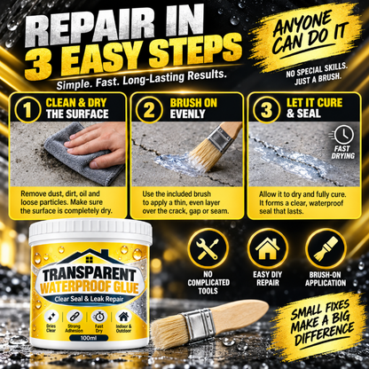 Transparent Waterproof Glue with Brush for Leak Repair