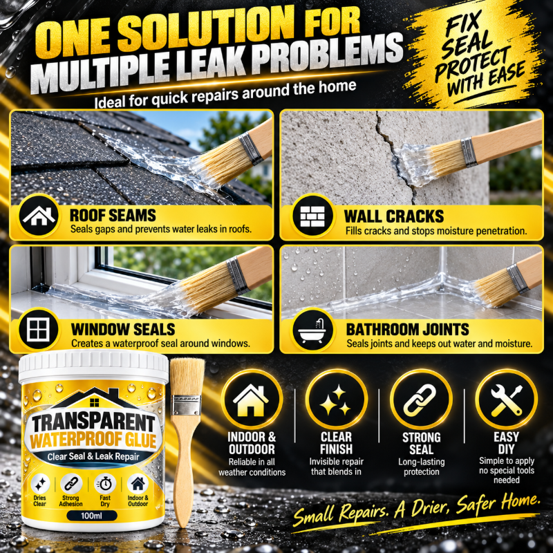 Transparent Waterproof Glue with Brush for Leak Repair