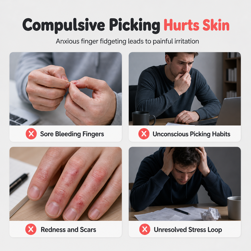 Rectangular Skin Picking Fidget Toy with Tweezers