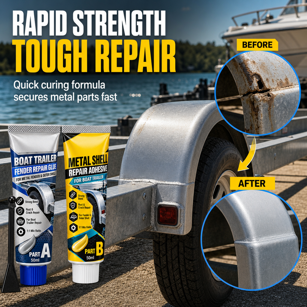 Boat Trailer Metal Repair Glue Two Component AB Adhesive Kit for Gap Repair with Brush