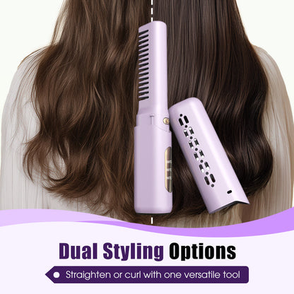 💇‍♀️ Cordless Hair Straightener Comb: 3 Heat Settings, 30s Fast Heat, Auto Shut-Off