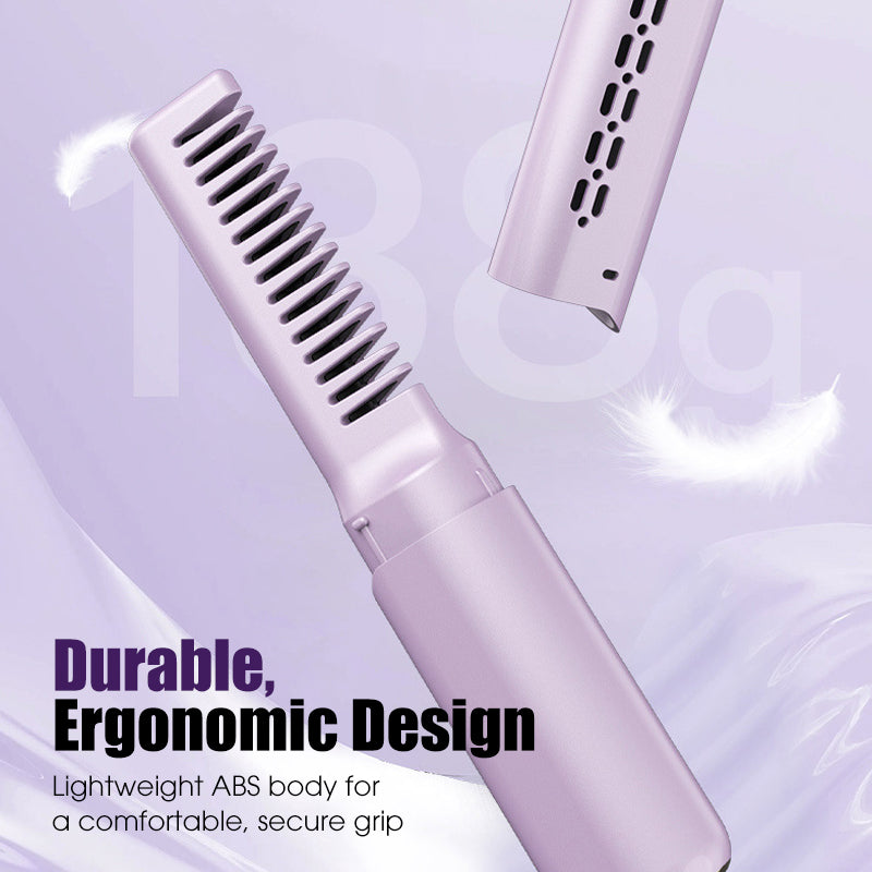💇‍♀️ Cordless Hair Straightener Comb: 3 Heat Settings, 30s Fast Heat, Auto Shut-Off