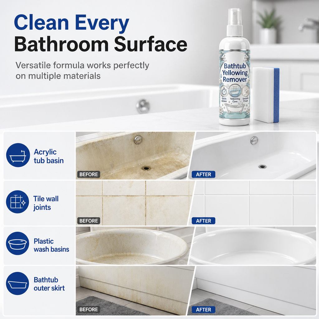Bathtub Yellowing Remover and Ceramic Cleaner with Sponge