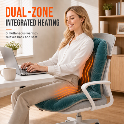 Winter Thickened Plush Integrated Heated Seat Cushion with Backrest Removable and Washable Warm Chair Pad for Office and Student Desk Chairs
