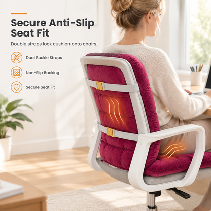 Winter Thickened Plush Integrated Heated Seat Cushion with Backrest Removable and Washable Warm Chair Pad for Office and Student Desk Chairs