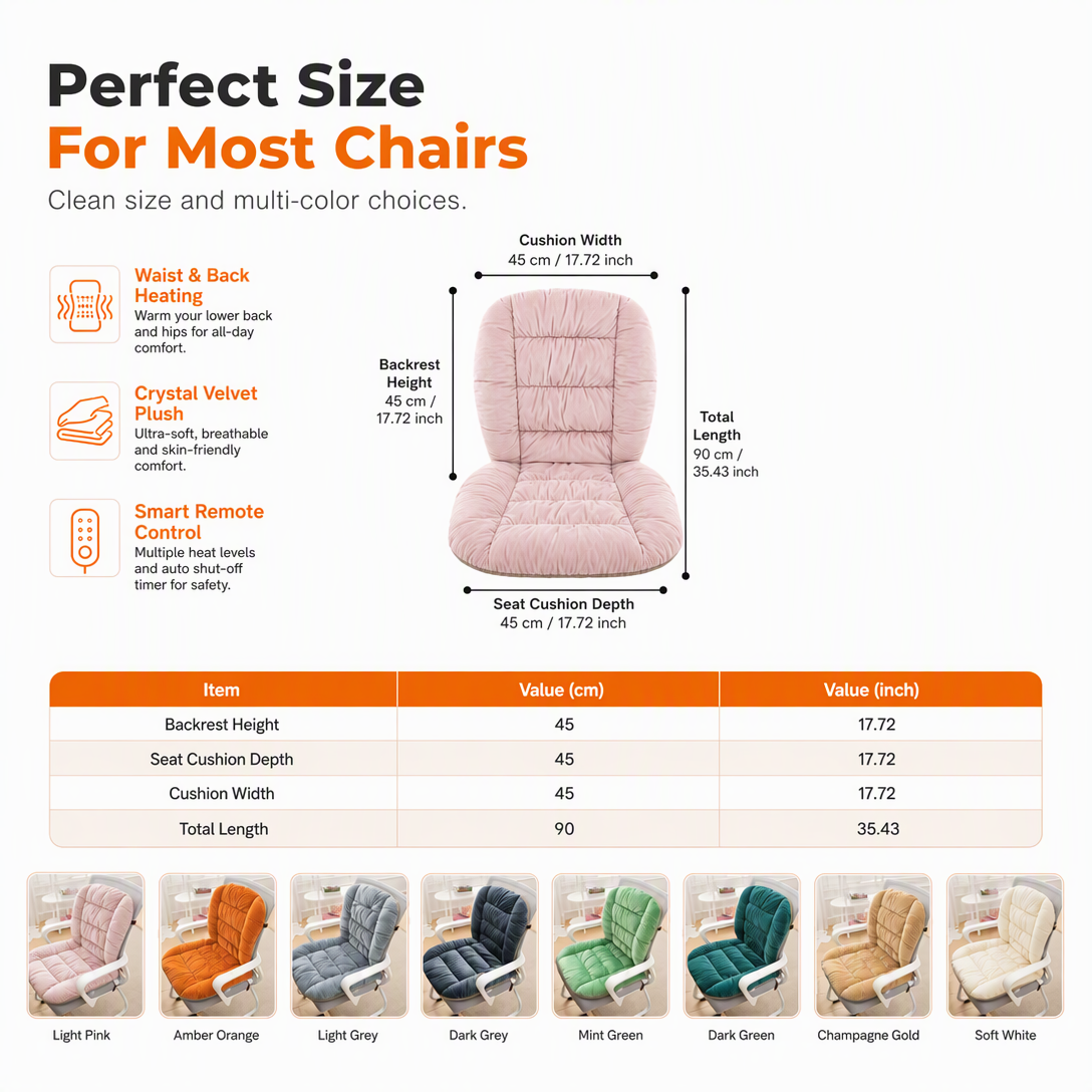 Winter Thickened Plush Integrated Heated Seat Cushion with Backrest Removable and Washable Warm Chair Pad for Office and Student Desk Chairs