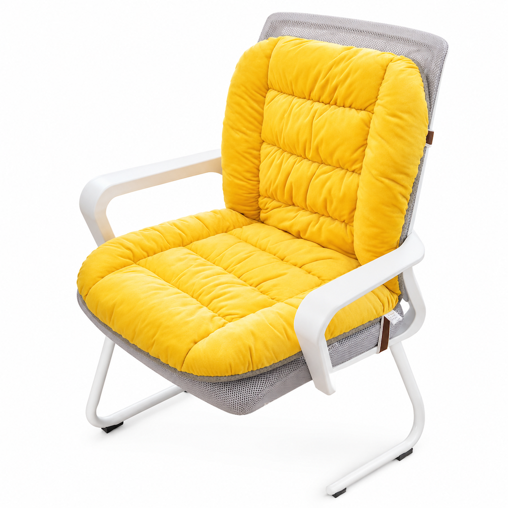 Winter Thickened Plush Integrated Heated Seat Cushion with Backrest Removable and Washable Warm Chair Pad for Office and Student Desk Chairs