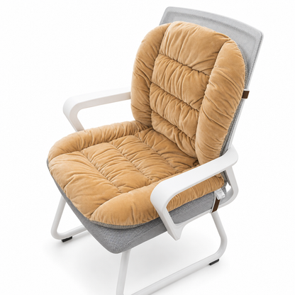 Winter Thickened Plush Integrated Heated Seat Cushion with Backrest Removable and Washable Warm Chair Pad for Office and Student Desk Chairs