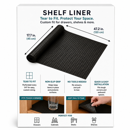 Easy Tear Non Slip Drawer Liner No Measurement Required Tear to Fit Mat for Desks and Shelves