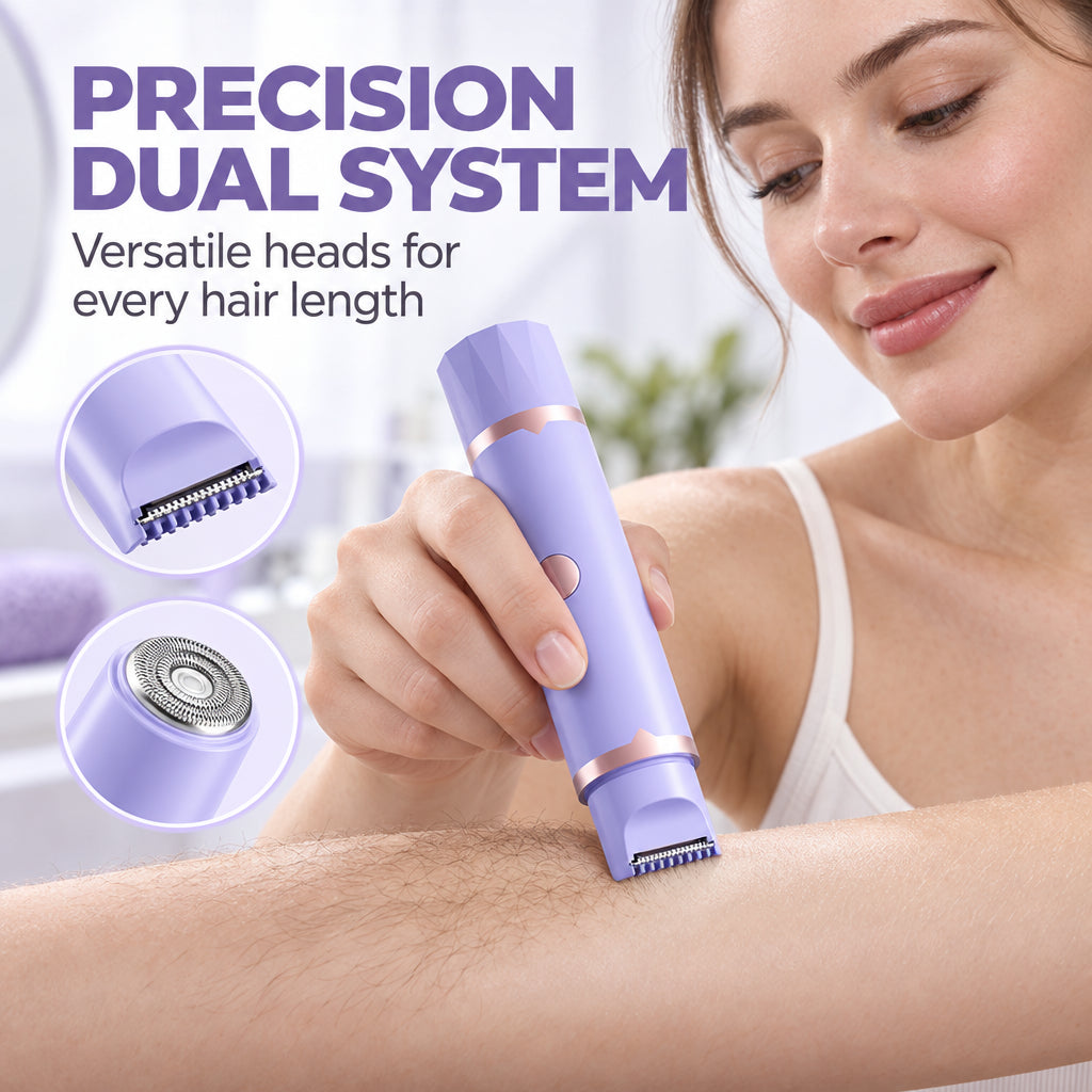 Portable Electric Hair Remover for Women Dual Head Body Shaver and Bikini Hair Trimmer