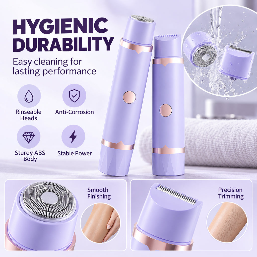 Portable Electric Hair Remover for Women Dual Head Body Shaver and Bikini Hair Trimmer