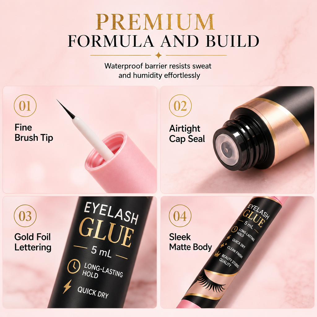 Fast Drying Long Lasting Eyelash Glue Strong Hold Lightweight Natural Clump Free Eyelash Adhesive 5ml