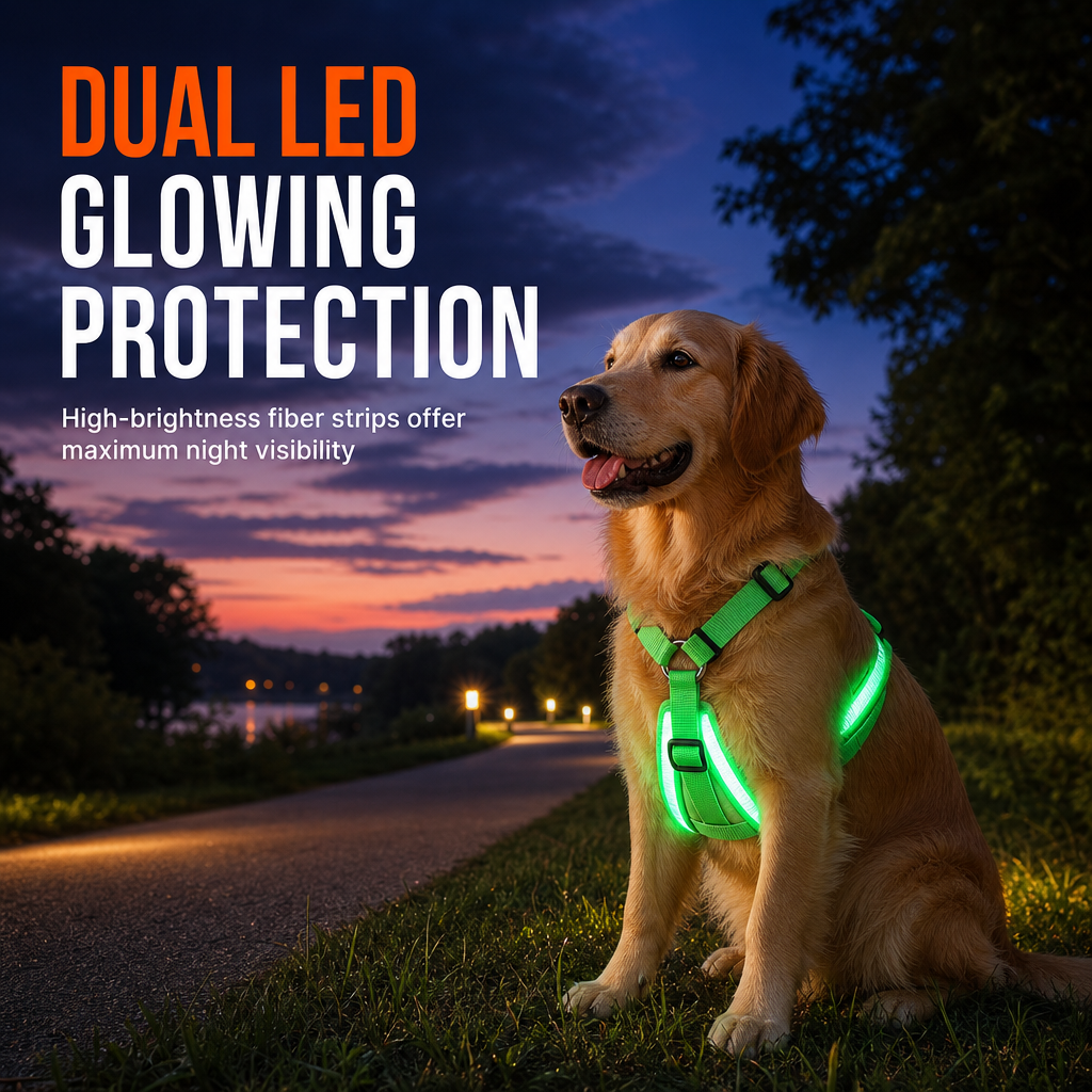 Adjustable LED Dog Harness Luminous Flashing Pet Chest Strap