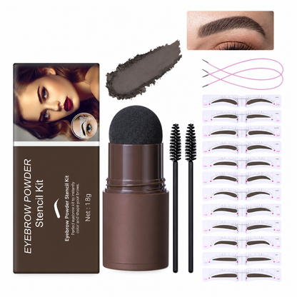 Eyebrow Stamp and Headband Stencil Set with Hairline Powder and Brushes