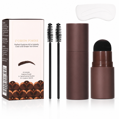 Eyebrow Stamp and Headband Stencil Set with Hairline Powder and Brushes