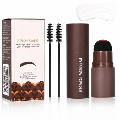 Eyebrow Stamp and Headband Stencil Set with Hairline Powder and Brushes