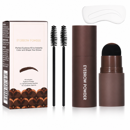 Eyebrow Stamp and Headband Stencil Set with Hairline Powder and Brushes